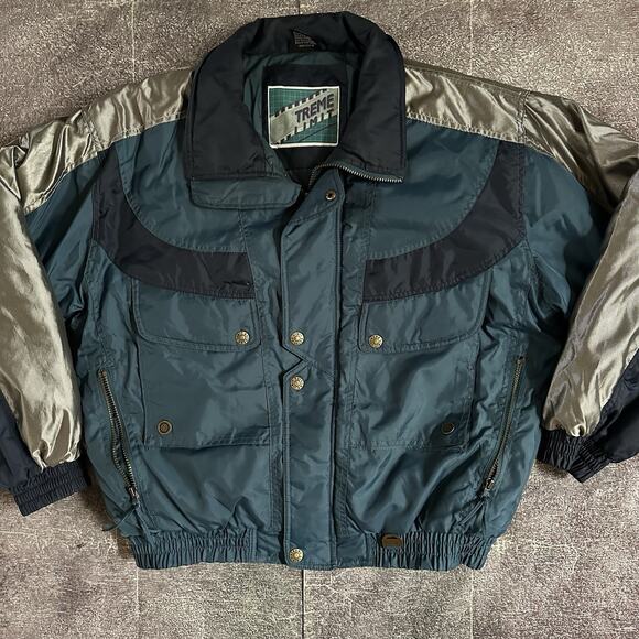 Extreme Other - Men's Vintage 90's Extreme Limit Navy Blue Puffer Color Block Ski Jacket Sz L